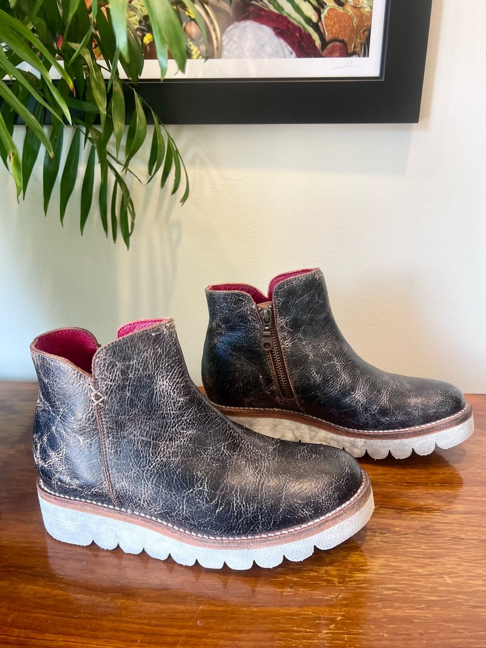 Bed Stu Lydyi Distressed Leather Platform Booties